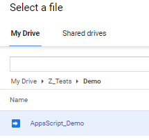 Parcourir le Drive à la recherche du fichier Apps Script