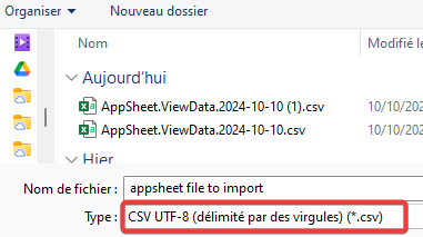 Enregistrement du fichier CSV depuis Excel