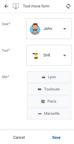 Construction site inventory app on mobile
