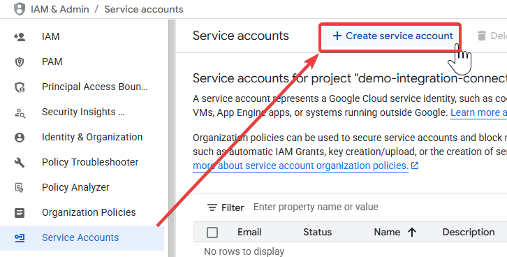 Création d'un compte de service
